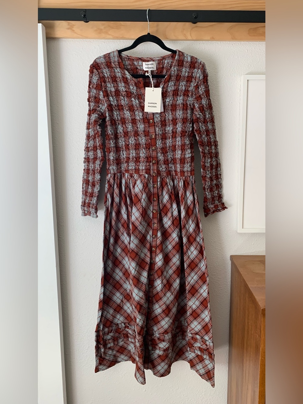 NWT Anthropologie Damson Madder Long-Sleeve Organic Cotton Midi Dress, Size 12 - Picture 9 of 11